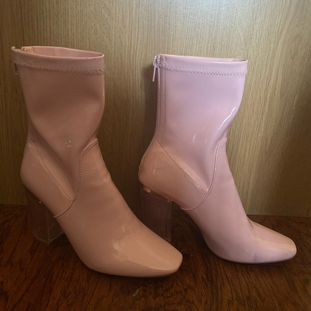 Public Desire clear pink Perspex heel bootie